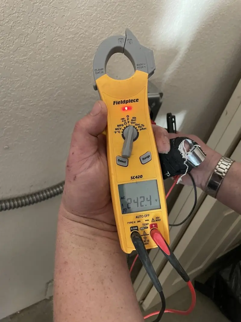 Voltage testing with clamp meter during Generator Installation in West Covina